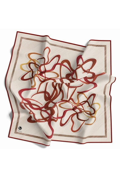 Twill Çizgili Geometrik Desenli Bordo Renkli 90x90 Eşarp (İpek İçermez) Kenar Dikiş Şekli El Dikişli ürün görseli 1