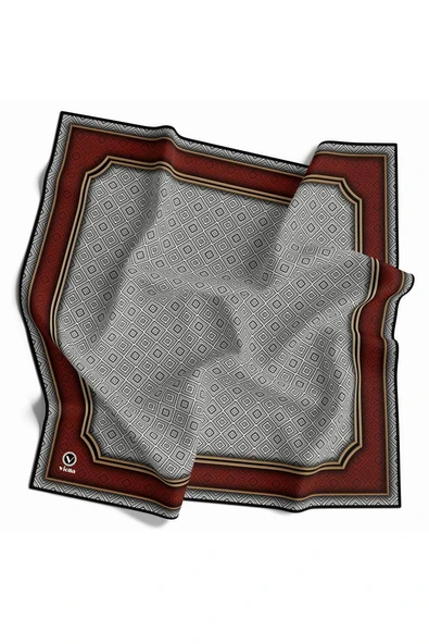 Twill Geometrik Çıtır Desenli Bordo Renkli 90x90 Eşarp (İpek İçermez) Kenar Dikiş Şekli El Dikişli ürün görseli 1