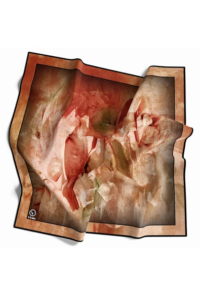 Twill Sulu Boyalı Çiçek Desenli Bordo Renkli 90x90 Eşarp (İpek İçermez) Kenar Dikiş Şekli El Dikişli ürün görseli 1