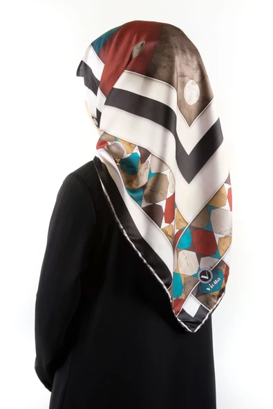 Twill Geometrik Mermer Desenli Petrol Yeşili Renkli 90x90 Eşarp (İpek İçermez) Kenar Dikiş Şekli El Dikişli ürün görseli 1