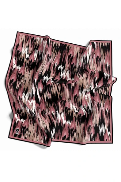 Twill Fırça Desenli Pudra Renkli 90x90 Eşarp (İpek İçermez) Kenar Dikiş Şekli El Dikişli ürün görseli 1