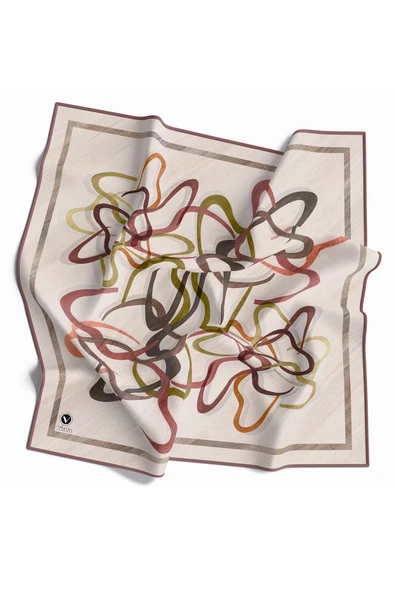 Twill Çizgili Geometrik Desenli Gül Kurusu Renkli 90x90 Eşarp (İpek İçermez) Kenar Dikiş Şekli El Dikişli ürün görseli 1