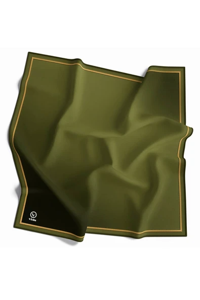 Twill Degrade Desenli Haki Renkli 90x90 Eşarp (İpek İçermez) Kenar Dikiş Şekli El Dikişli ürün görseli 1