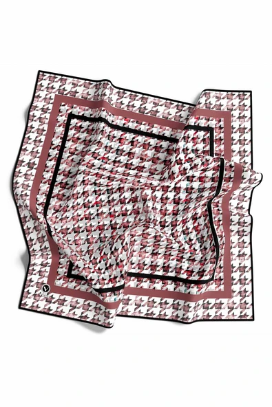 Twill Kazayağı Desenli Gül Kurusu Renkli 90x90 Eşarp (İpek İçermez) Kenar Dikiş Şekli El Dikişli ürün görseli 1