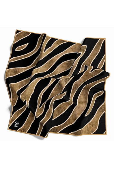 Kristal Zebra Çiçek Desenli Hardal Renkli 90x90 Eşarp (İpek İçermez) Kenar Dikiş Şekli El Dikişli ürün görseli 1