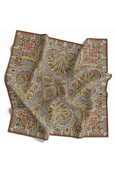 Kristal Şal Desenli Sütlükahverengi Renkli 90x90 Eşarp (İpek İçermez) Kenar Dikiş Şekli El Dikişli ürün görseli 1