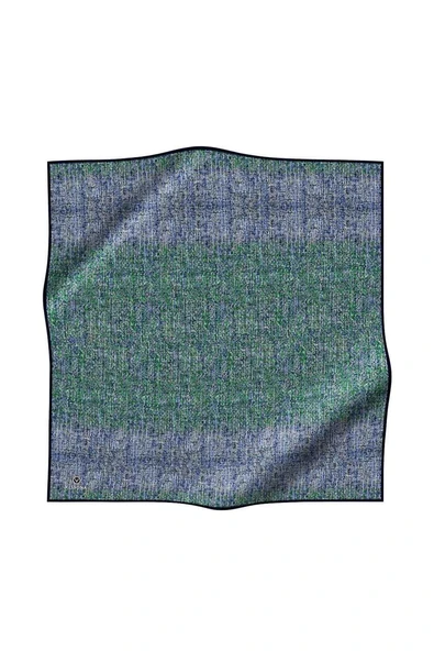 %100 Twill İpek Dokulu Desen Saks - Zümrüt Yeşili Renkli 90x90 Eşarp Kenar Dikiş Şekli El Dikişli ürün görseli 1