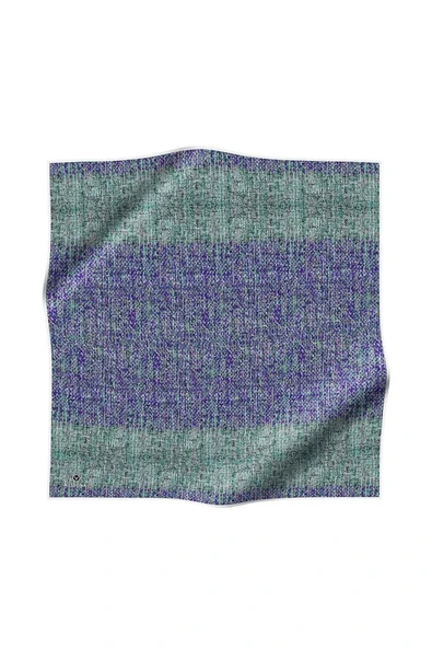 %100 Twill İpek Dokulu Desen Mor - Turkuaz Renkli 90x90 Eşarp Kenar Dikiş Şekli El Dikişli ürün görseli 1