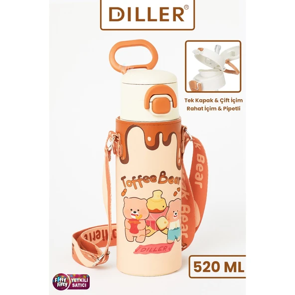DILLER TOFFEE	BEAR FİGÜRLÜ 520 ML PASLANMAZ ÇELİK TERMOS ürün görseli 1