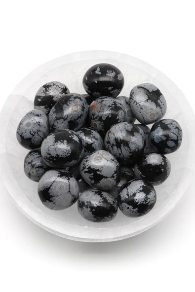Karlı Obsidyen Doğal Taş Tamburlanmış Parça - Tımbıl ürün görseli 1