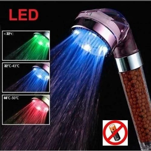 Led Işıklı Banyo Duş Başlığı Su Tasarruflu Duş Fıskiyesi -pil Veya Elektrik Gerekmez. ürün görseli 1