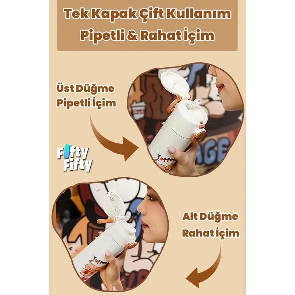 DILLER TOFFEE	BEAR FİGÜRLÜ 520 ML PASLANMAZ ÇELİK TERMOS - Resim 3