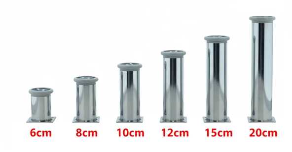 LUDIA 6 Farklı Ölçüde Metal Ayarlanabilir Tablalı Mobilya Ayağı (6cm,8cm,10cm,12cm,15cm,20cm) ürün görseli 1