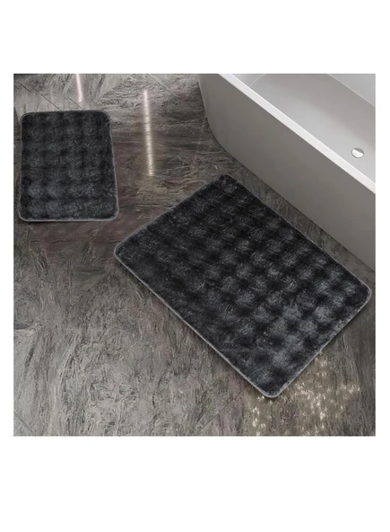 Schafer Home Pia peluş 2 li Banyo Paspası-Antrasit ürün görseli 1