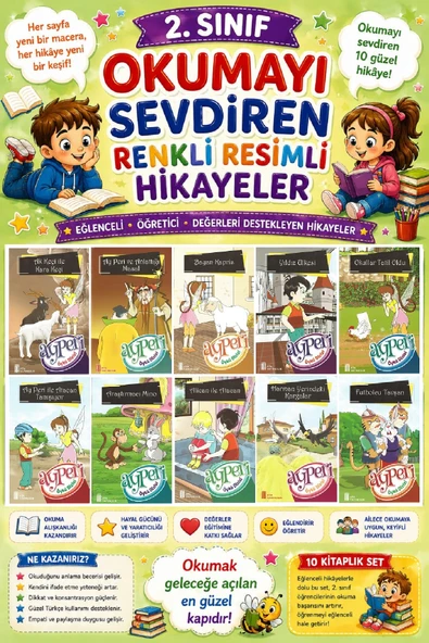 2.Sınıf Okumayı Sevdiren Renkli Resimli Hikayeler 13 - 10 Kitap ürün görseli 1