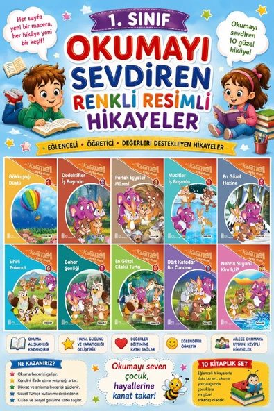 1. Sınıf Okumayı Sevdiren Renkli Resimli Hikayeler 4 - 10 Kitap ürün görseli 1