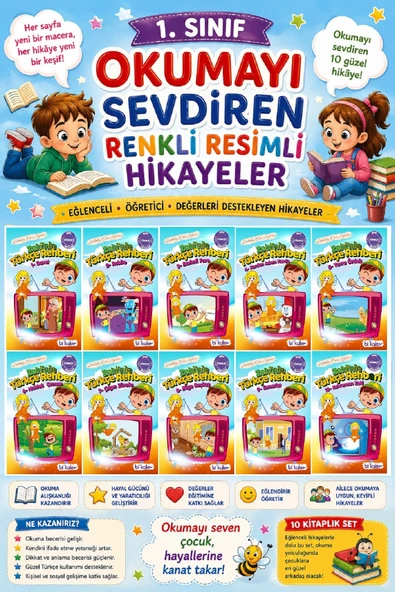 1. Sınıf Okumayı Sevdiren Renkli Resimli Hikayeler 5 - 10 Kitap ürün görseli 1