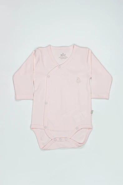 Organik Natural Basic Style Kruvaze Uzun Kol Body BS17102 Pembe ürün görseli 1