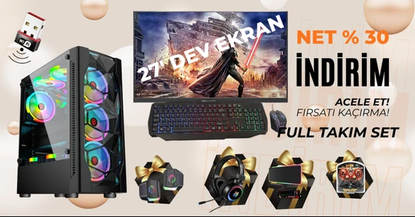 DAGMOR ARGB 500W PSU A520 RYZEN5 5500 16 GB DDR4 500 GB M2 NVME 27' CURVED 1080 WİFİ KABLOSUZ SET RTX4060 8 GB ürün görseli 1