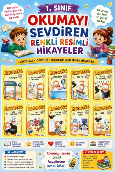 1. Sınıf Okumayı Sevdiren Renkli Resimli Hikayeler 4 - 10 Kitap ürün görseli 1