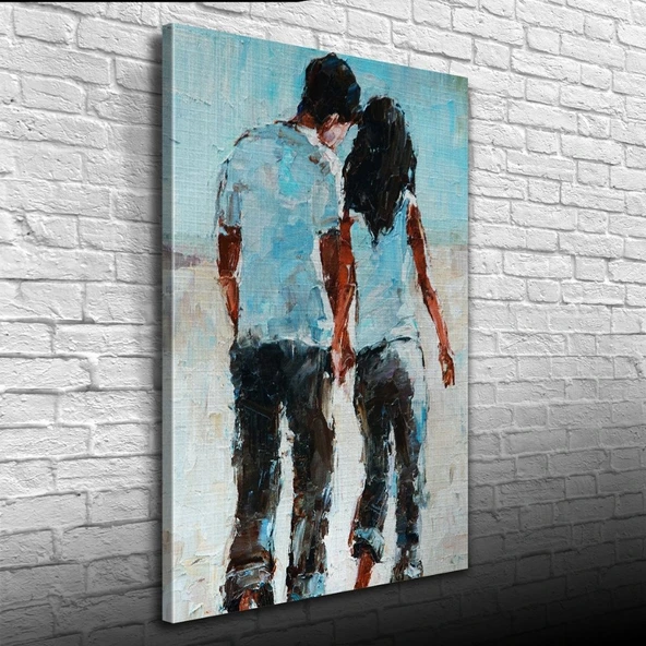 Elele Yürüyen Sevgililer Yağlıboya Kanvas Tablo 50 x 70 ürün görseli 1
