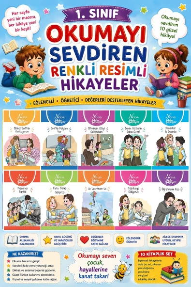 1. Sınıf Okumayı Sevdiren Renkli Resimli Hikayeler 3 - 10 Kitap ürün görseli 1