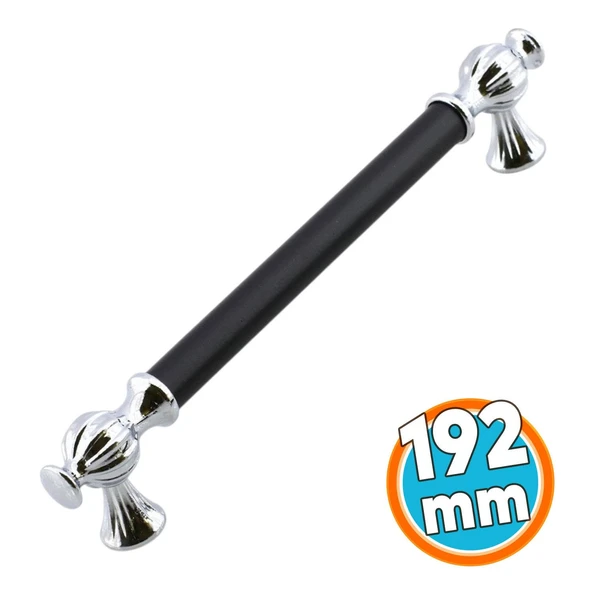 Mobilya Kulpu Metal Çekmece Mutfak Dolap Dolabı Kapak Kulpları Kulbu 192 mm 19.2 cm Krom Siyah ürün görseli 1