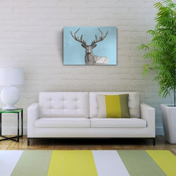 Geyik Temalı Soyut Çalışma Kanvas Tablo 50 x 70 ürün görseli 1
