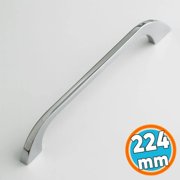 Mobilya Mutfak Dolabı Çekmece Dolap Kulpları Kapak Kulpu Kulbu Krom Renk 224 mm Metal Kulp ürün görseli 1