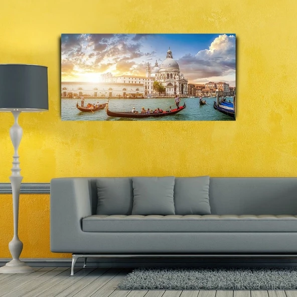Venedik ve Gondollar Kanvas Tablo 60 x 120 ürün görseli 1