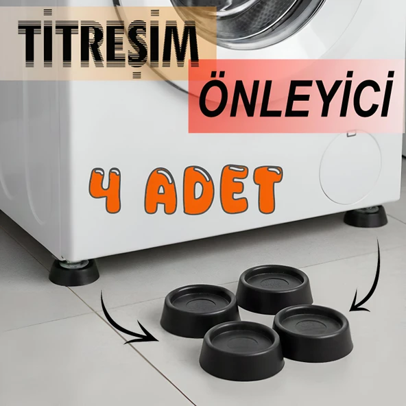 4 Adet Siyah Eşya Çamaşır Bulaşık Makinası Buzdolabı Yükseltici Titreşim Ayağı Altlığı Ayaklığı Gürültü Önleyici ürün görseli 1