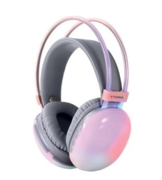Pembe Kablosuz RGB Işıklı Kulak Üstü Bluetooth Kulaklık ürün görseli 1