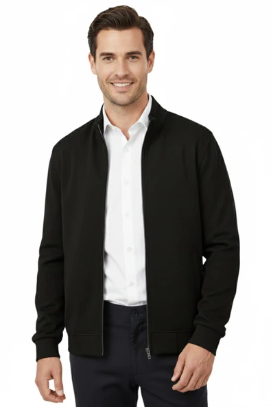 Erkek Spor Hakim Yaka Fermuarlı Hırka Regular Fit BGL-ST04947 ürün görseli 1