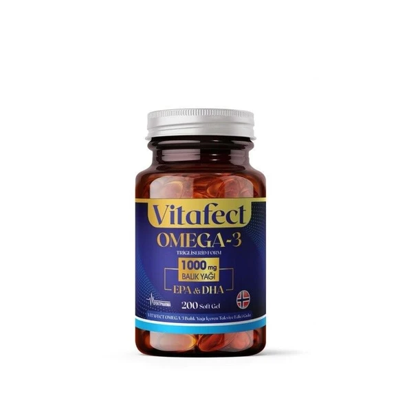 Vitafect OMEGA 3 1000MG 200 Soft Gel Kapsül ürün görseli 1