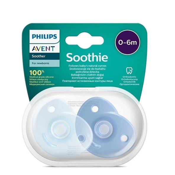 Avent Soothie Ortodontik Saklama Kutulu 2li Emzik 0-6 Ay - Erkek ürün görseli 1