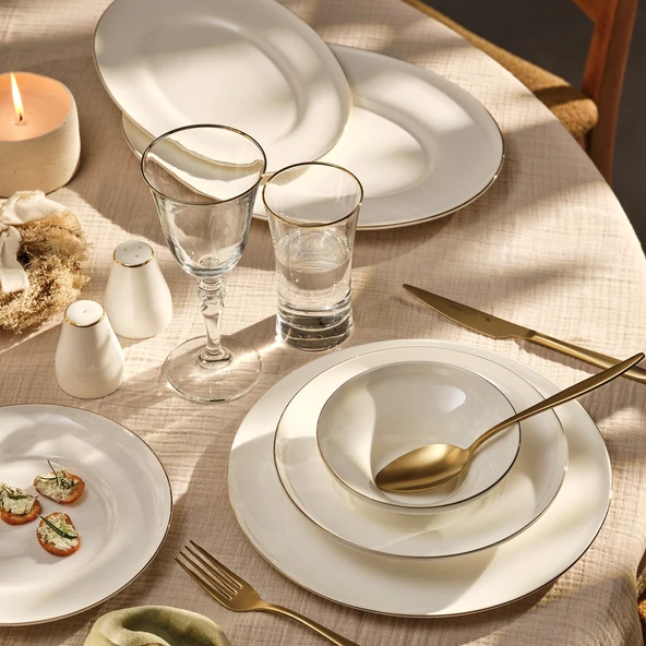 Emsan Alicia Fine Bone 60 Parça 12 Kişilik Yemek Takımı Yuvarlak Gold  600.15.01.2581 ürün görseli 1
