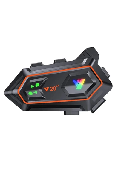Y20 2x 1000m Telsiz Mesafeli 2 Kişi Bağlantılı Bluetooth Kask Kulaklık Fenerli İntercom ürün görseli 1