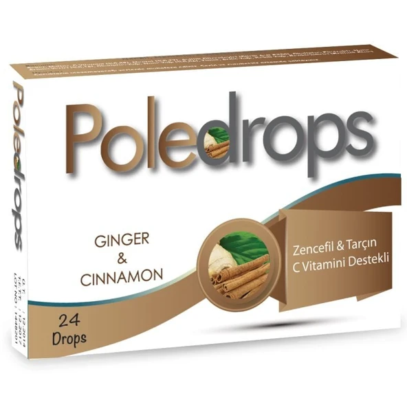PoleDrops Ginger Cinnamon - Zencefil Tarçın C Vitamini Destekli 24 Drops Pastil ürün görseli 1