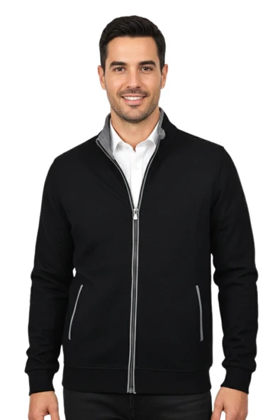 Erkek Spor Hakim Yaka Fermuarlı Hırka Regular Fit BGL-ST04948 ürün görseli 1