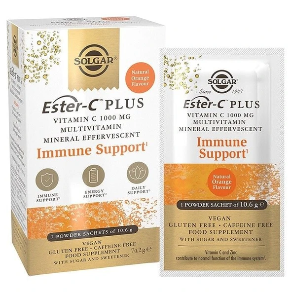 Solgar ESTER-C Plus Vitamin C 1000 MG Efervesan 7 Sachet ürün görseli 1