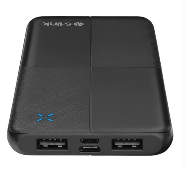 S-link IP-G12N 10000mAh Micro+Usb+ Type-C Giriş+Çıkış Siyah Taşınabilir Pil Şarj Cihazı Powerbank ürün görseli 1