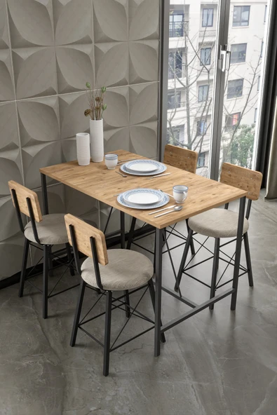 Retodesign 4 İMAJ SANDALYELİ ÇAM YEMEK MASASI 120/60 4621 ürün görseli 1