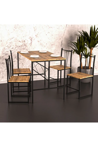 Retodesign Retohome Yıldız 4 Kişilik Yemek Masası Takımı 60/120 1660 ürün görseli 1