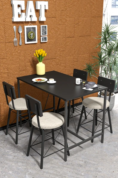 Retodesign 4 İMAJ SANDALYELİ SİYAH YEMEK MASASI 120/60 4620 ürün görseli 1