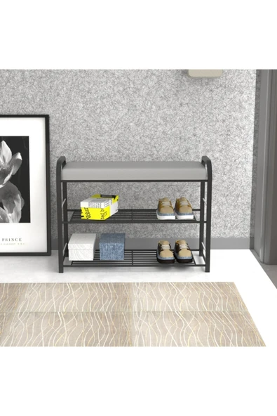Retodesign Retohome Metal 3 Katlı Minderli Ayakkabılık Ve Çok Amaçlı Raf 2322 ürün görseli 1