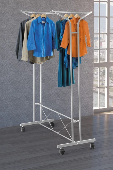 Retodesign Retohome V Konfeksiyon Ayaklı Tekerlekli Askı Beyaz ürün görseli 1