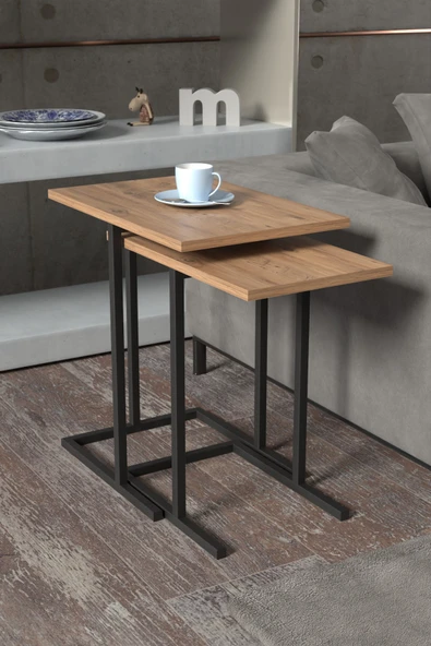 Retodesign 2li Çam Zigon Sehpa. Yan Sehpa 3100a ürün görseli 1