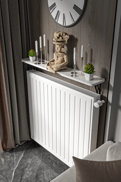 Retodesign Montajsız Beyaz Petek Üstü Metal Raf, Kalorifer Peteği Raf Dresuar Uçan Raf 80 Cm 10080 ürün görseli 1