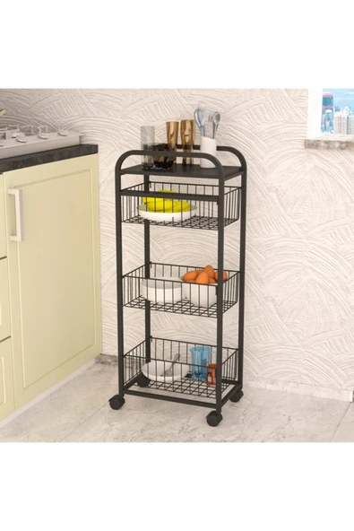 Retodesign Metal Sebzelik Ve Oyuncak Rafı Siyah 2101 ürün görseli 1