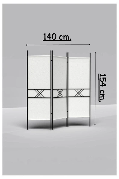 Retodesign BEYAZ 3 KANAT PARAVAN 1443B - Resim 2